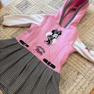 Girl’s 24m Toddler Disney Pink Cheer Dress Vintage Minnie Mouse Cheerleader